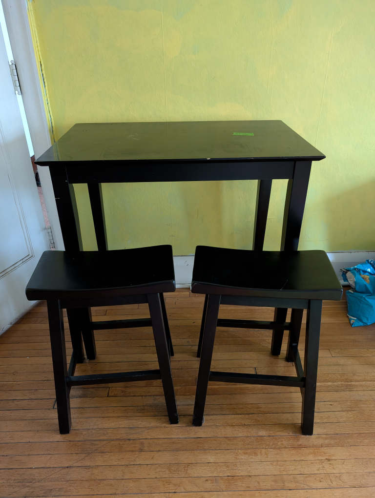 Black Pub Table Set with Two Stools - photo 2