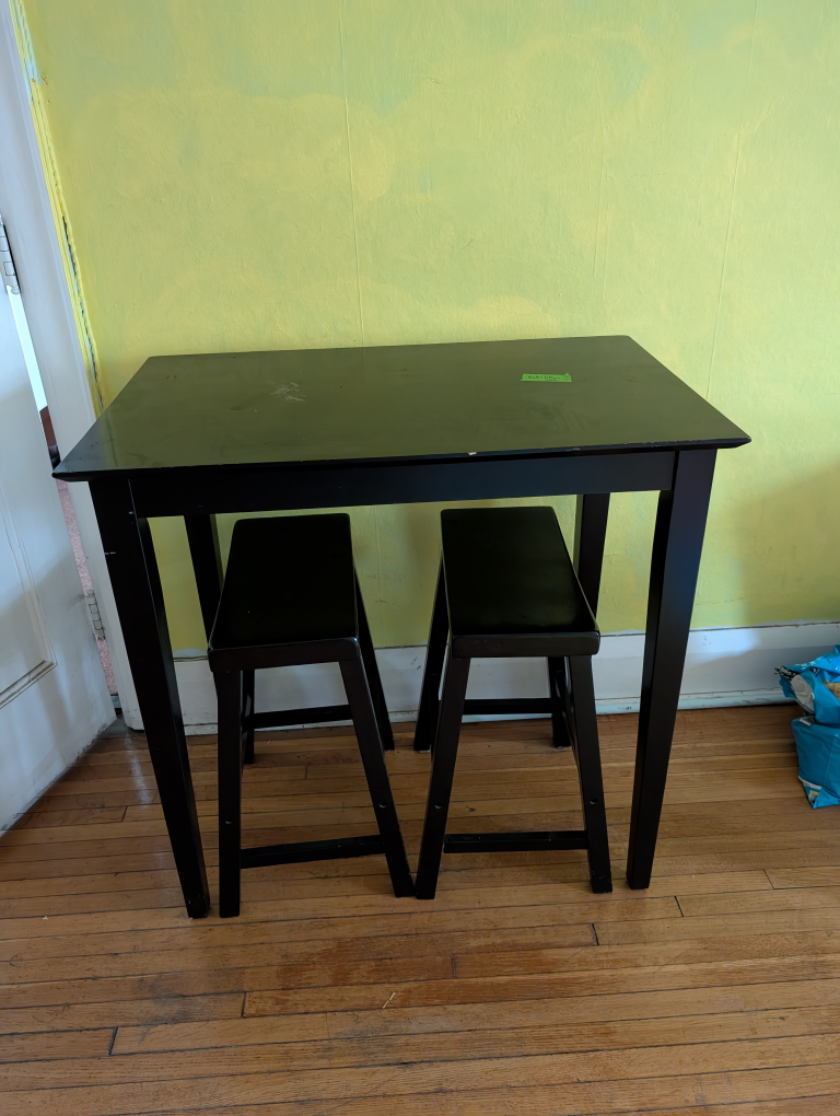 Black Pub Table Set with Two Stools - photo 3