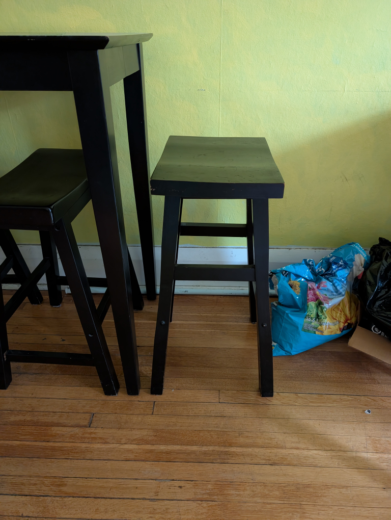 Black Pub Table Set with Two Stools - photo 4