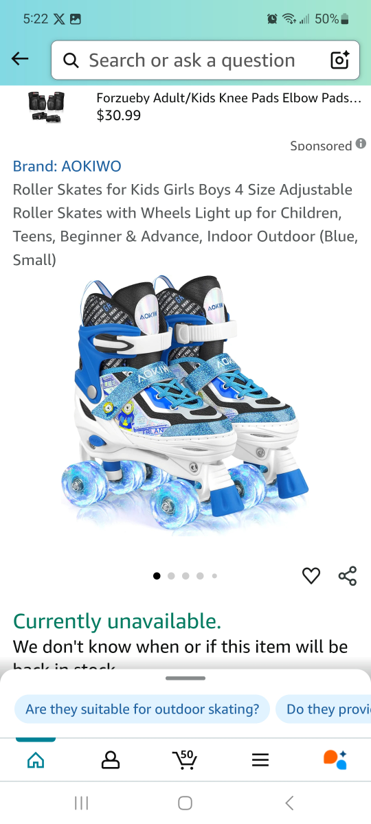 Roller Skates for Kids - Size Adjustable, Light-Up Wheels
