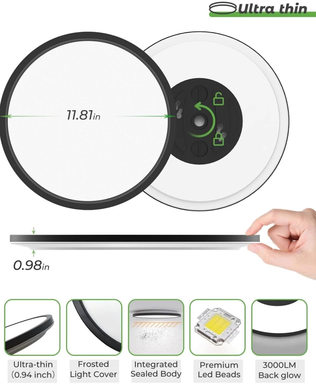 Zemty 12-inch Modern LED Ceiling Light (2-Pack) - photo 4