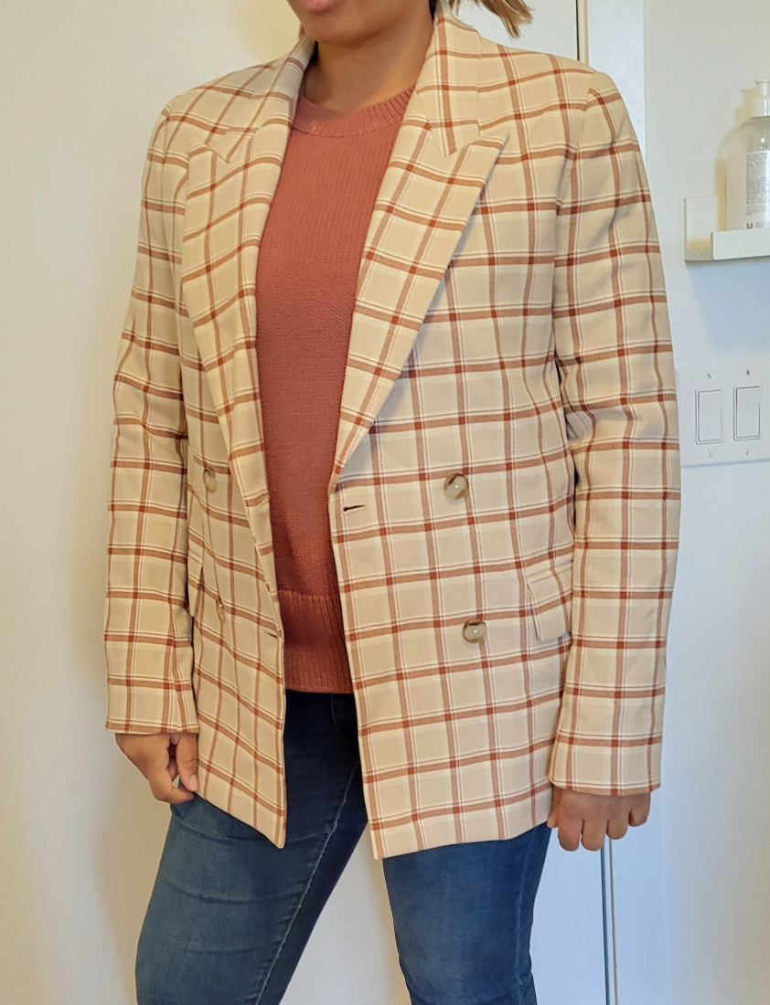 Wilfred Double-Breasted Plaid Blazer - Size 8 - photo 2