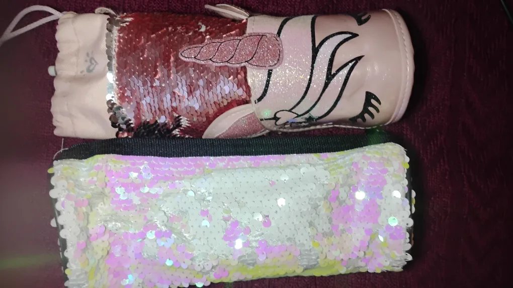 💚Two Sequin Unicorn Pencil Cases thumbnail