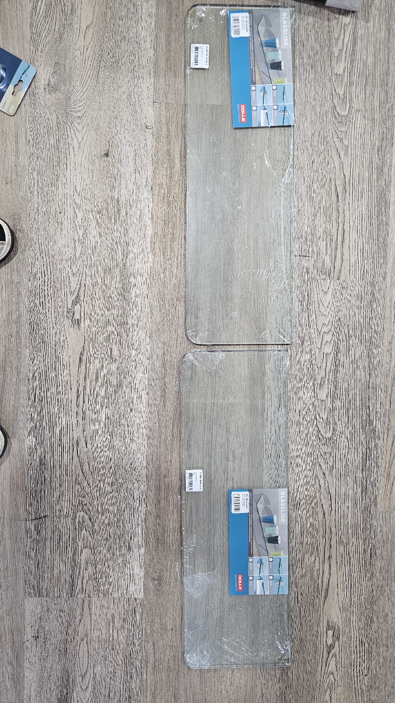 2x Glass Shelves with Hardware