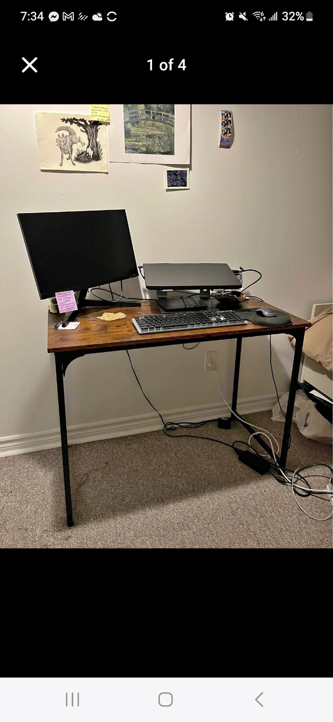 Small Writing Desk with Metal Legs