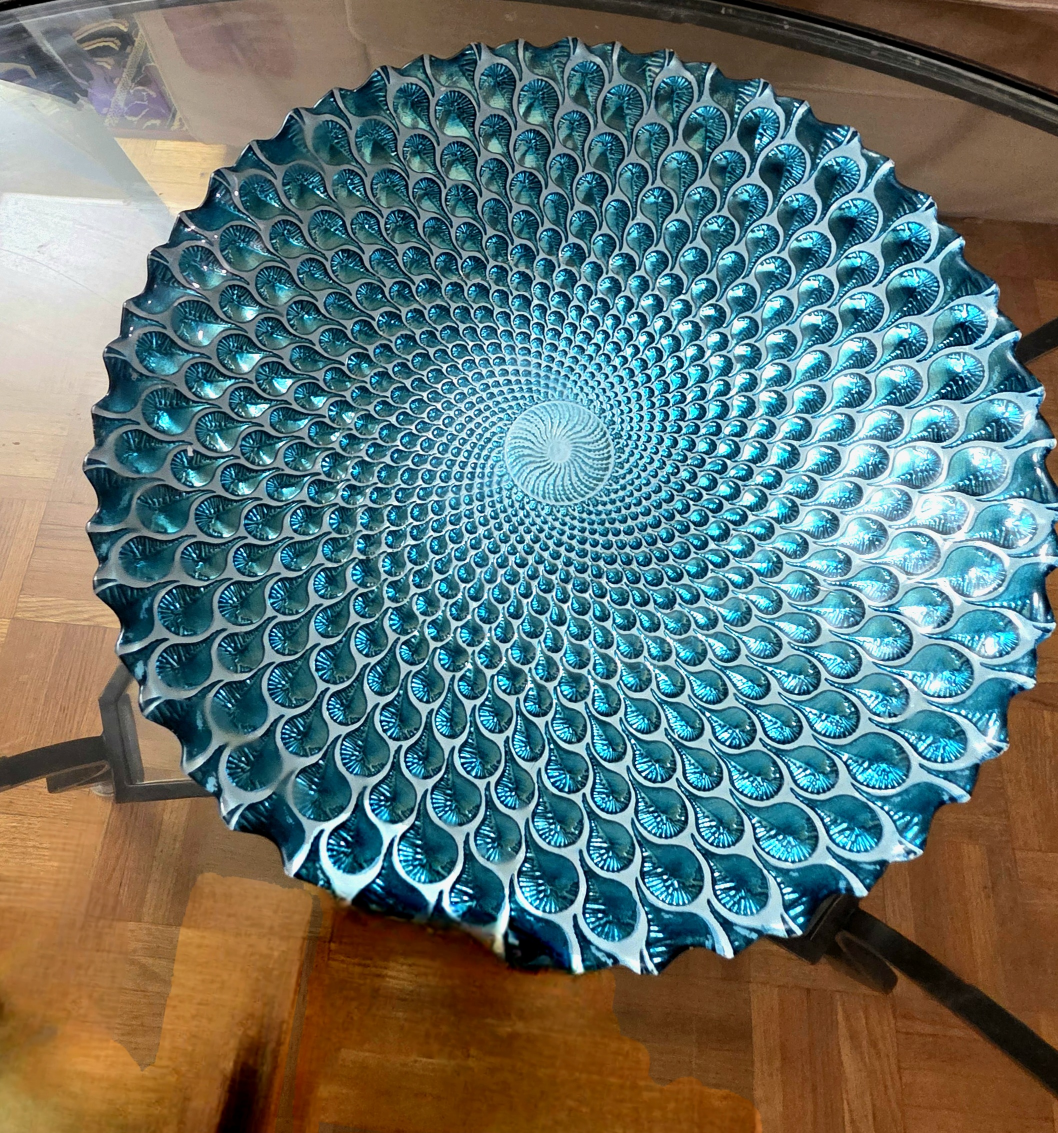Stunning Teal/peacock blueGlass Decorative Bowl - photo 4