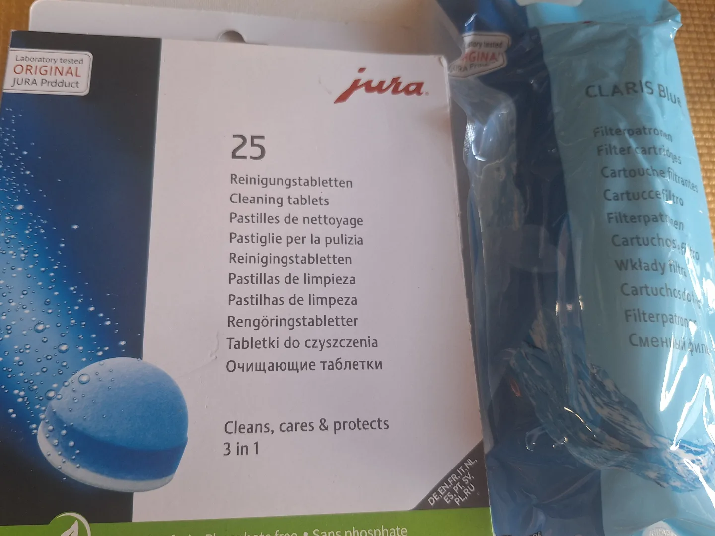 Jura 3-Phase Espresso Cleaning Tabs 25 ct + Claris Blue Filter image indicator(5)