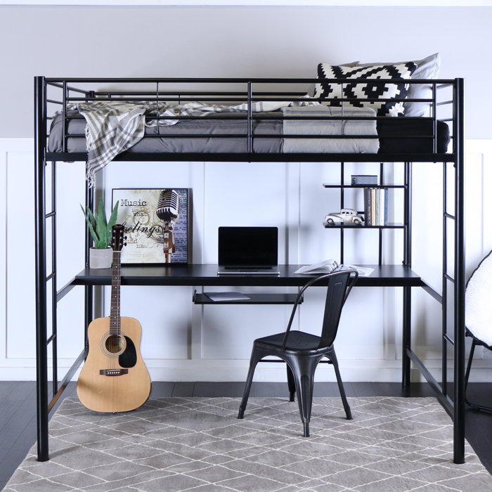 Loft Bed with workstation black