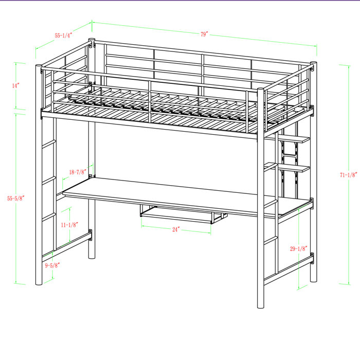 Loft Bed with workstation black - photo 2