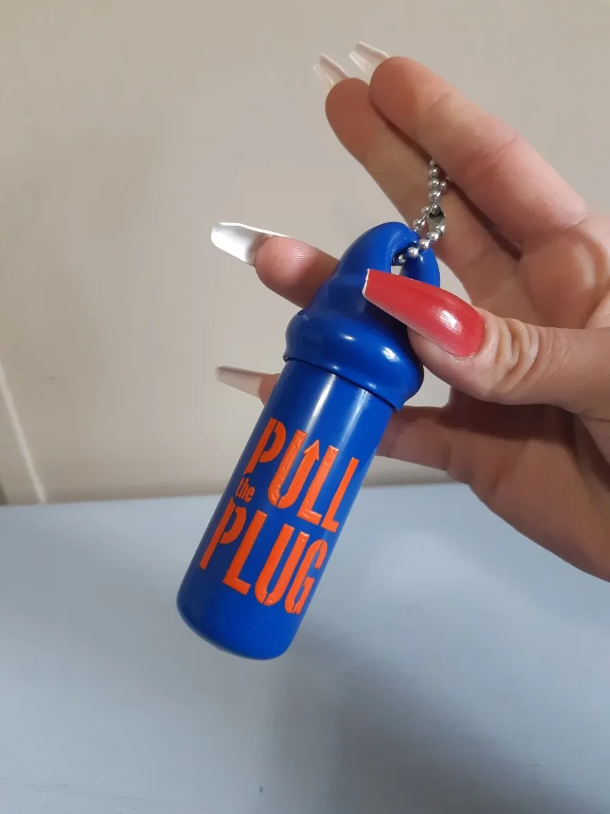 "pull the plug" Cylinder coin holder Keychain image indicator(7)