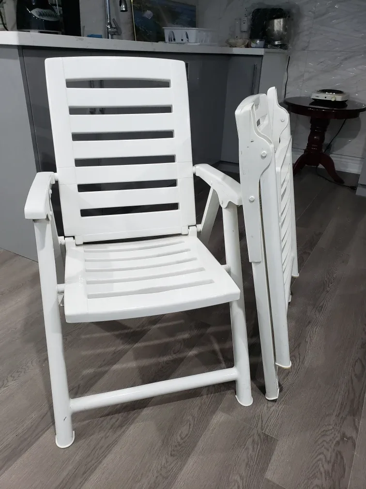 Pair of White Folding Plastic Chairs image indicator(3)