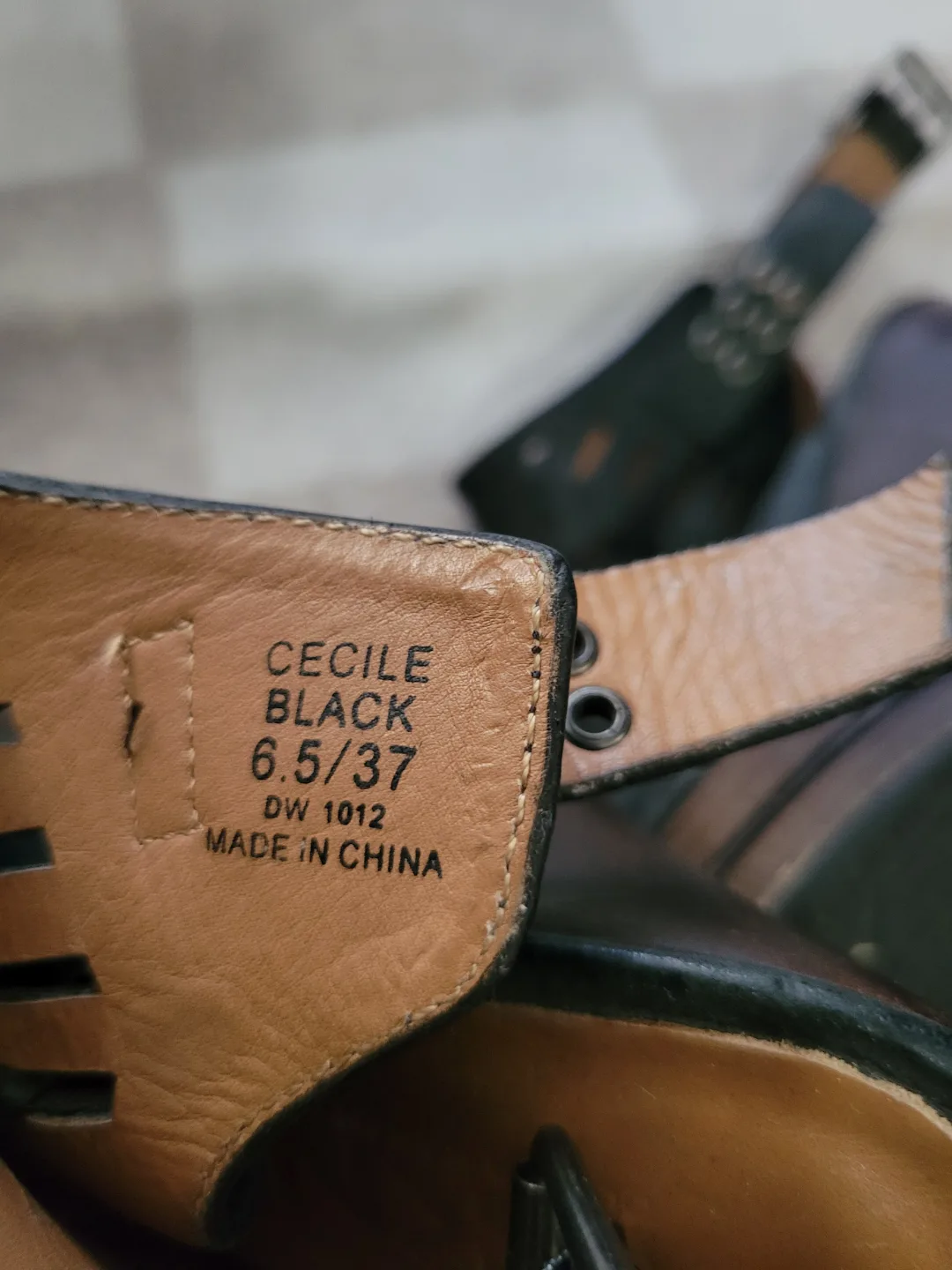 DKNY Cecile Black Leather Wedge Sandals - Size 6.5/37 image indicator(4)