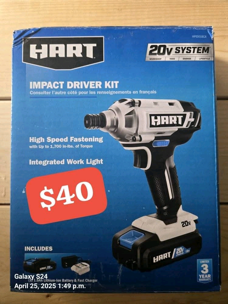 Must go Today! HART 20V Impact Driver Kit