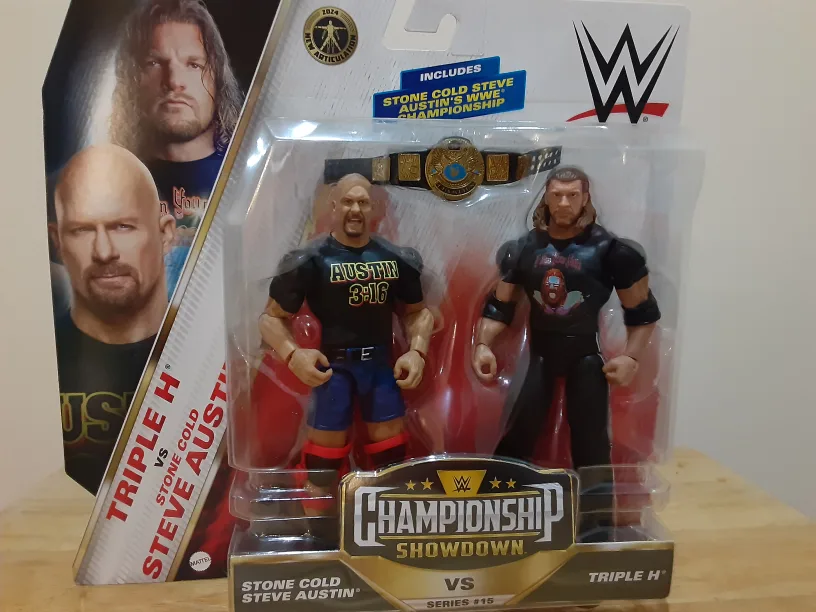 WWE Champion Figure Stone Cold vs Triple H Collectible Set image indicator(6)