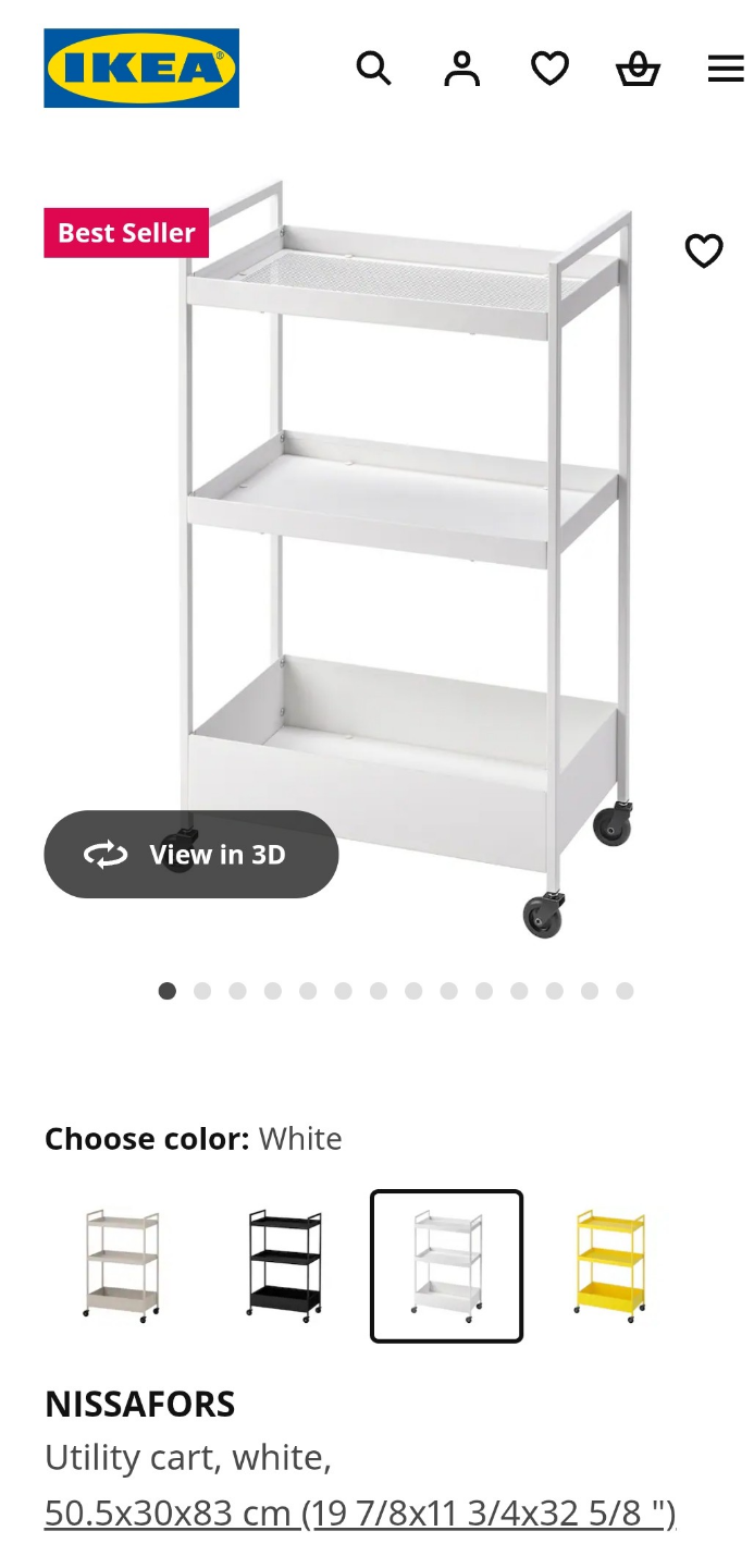 IKEA NISSAFORS Utility Cart - White