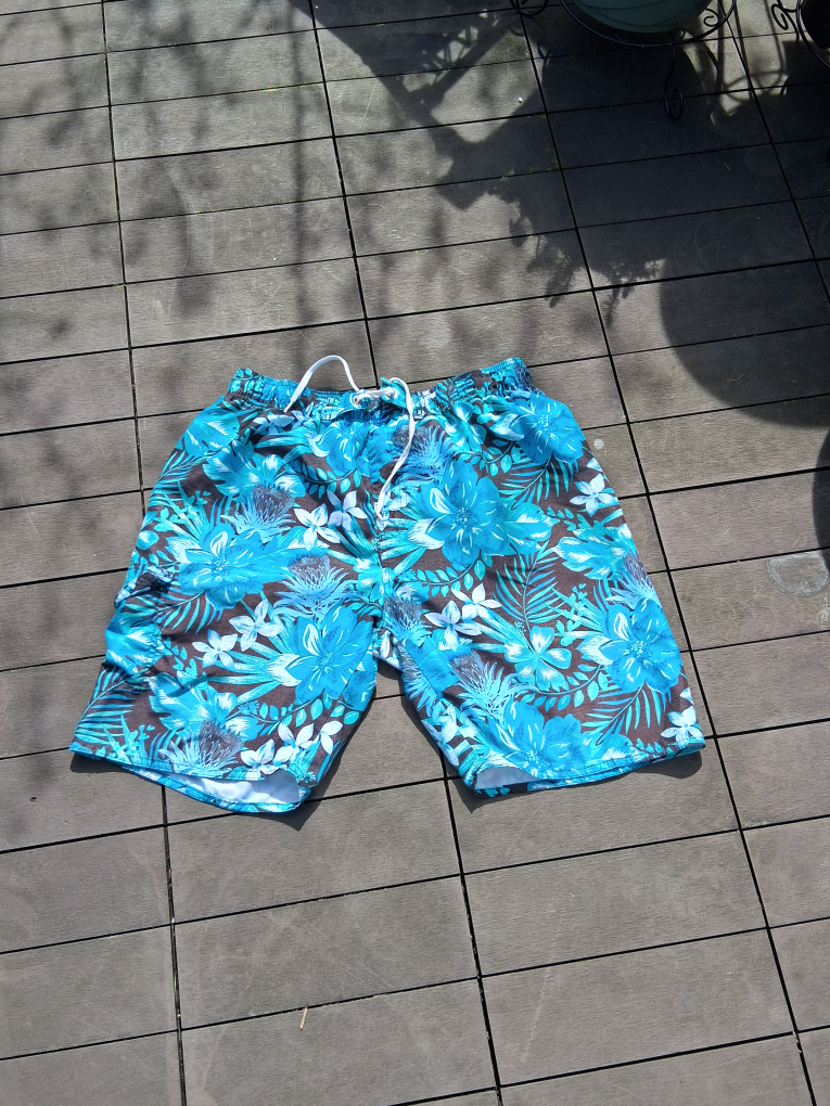 Men's Teal Floral Swim Trunks