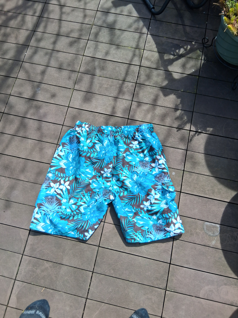 Men's Teal Floral Swim Trunks - photo 2