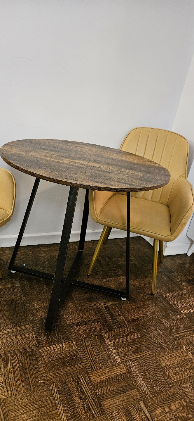 Mustard Yellow Armchairs and Round Table Set - photo 3