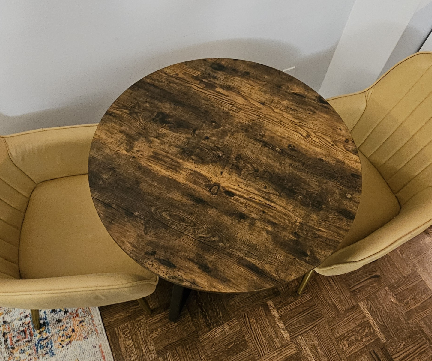 Mustard Yellow Armchairs and Round Table Set - photo 4