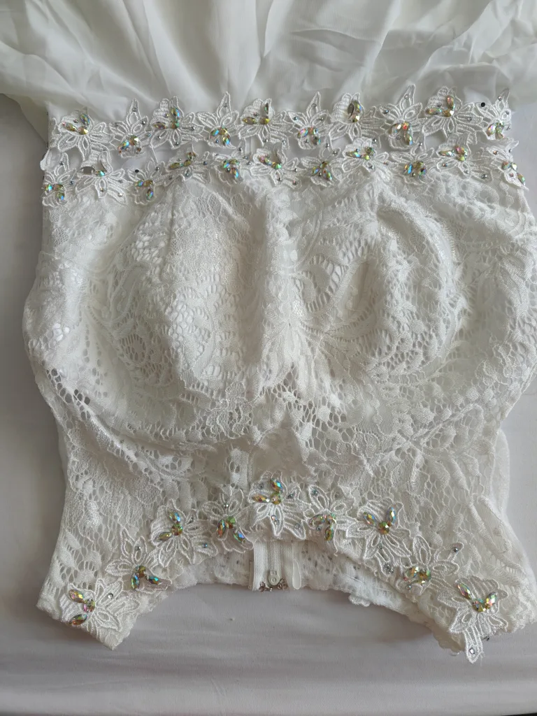White Lace Dress with Rhinestones image indicator(7)