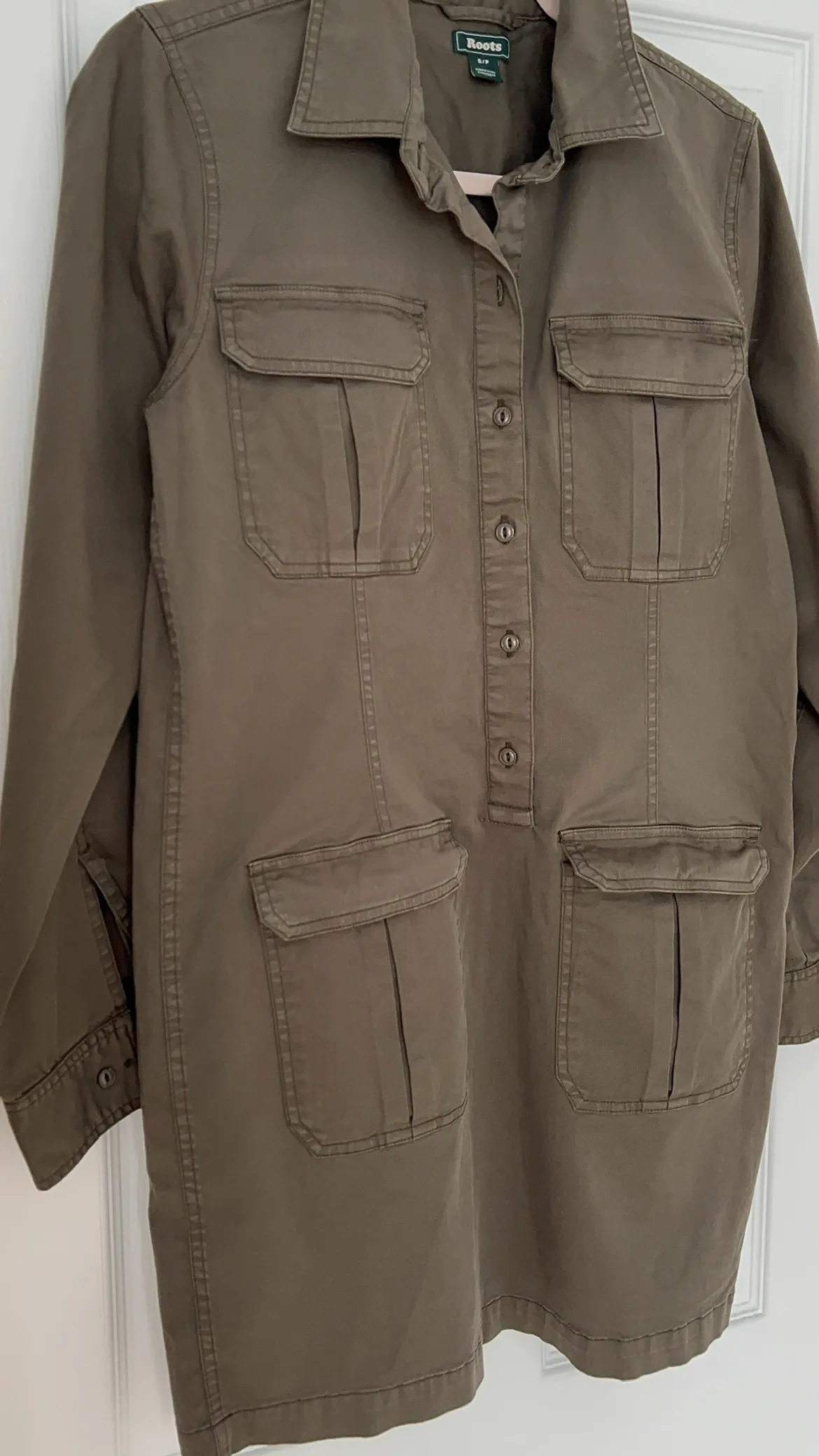 ROOTS Olive Green Utility Shirt Dress image indicator(7)