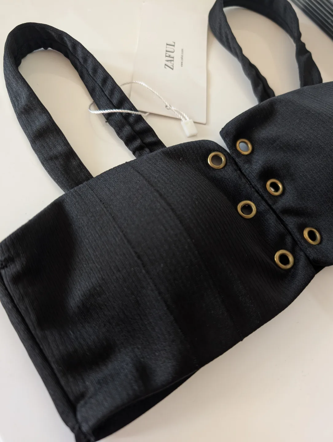 Brand New Black Ribbed Bandeau Bikini Top  or bra image indicator(2)