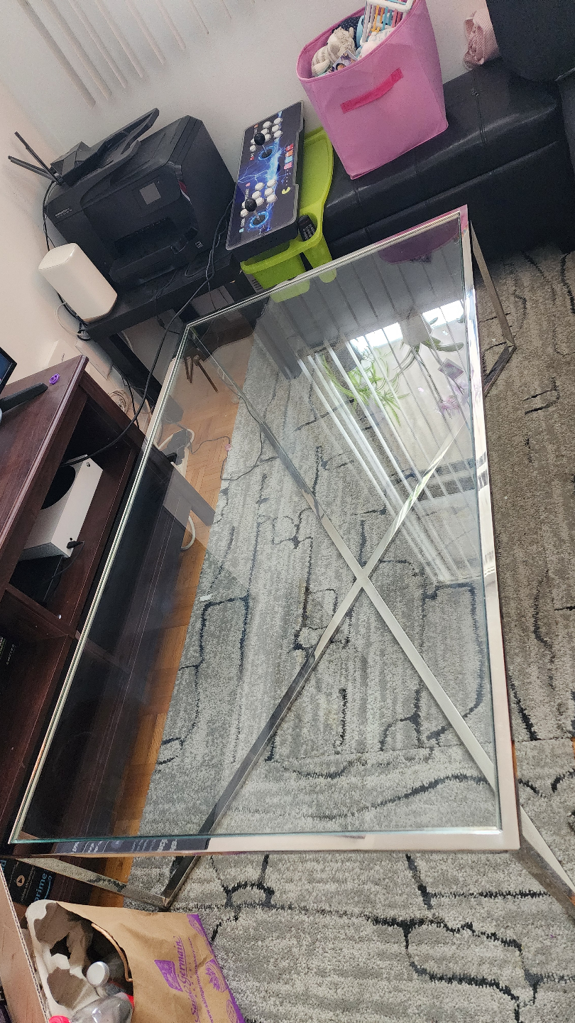 Glass Top Coffee Table with Metal Frame - photo 2