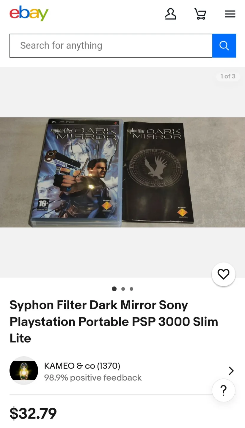 Brand New PSP Suphonfilter Dark Mirror image indicator(4)