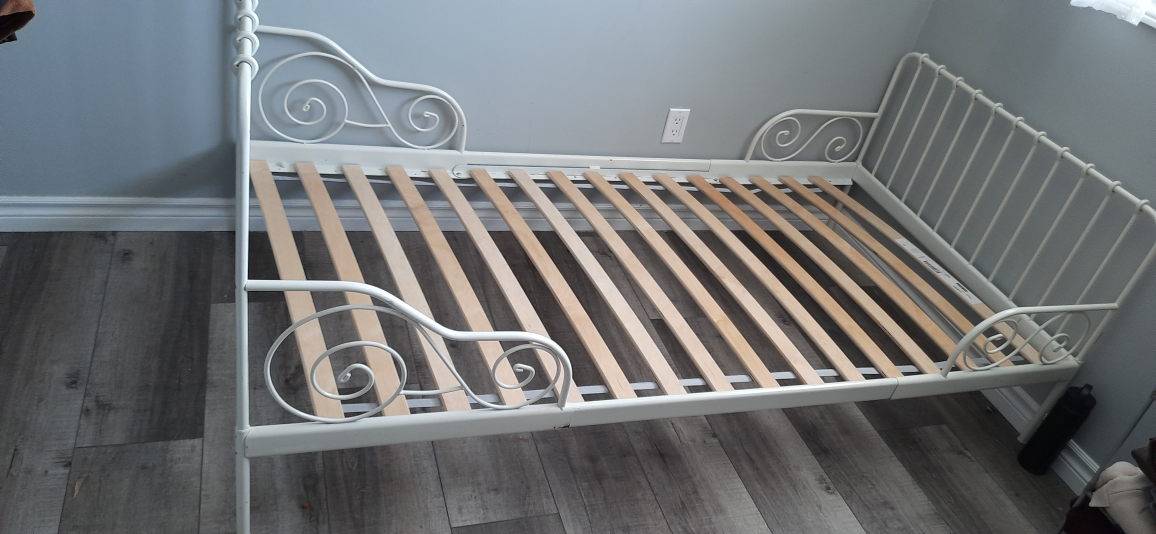 IKEA white Metal Twin Bed Frame and a mattress set - photo 4