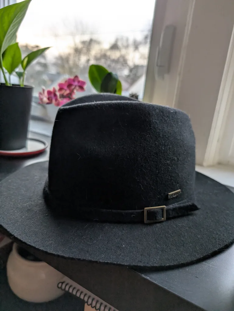 Black Wide Brim Boho Fedora Hat image indicator(2)