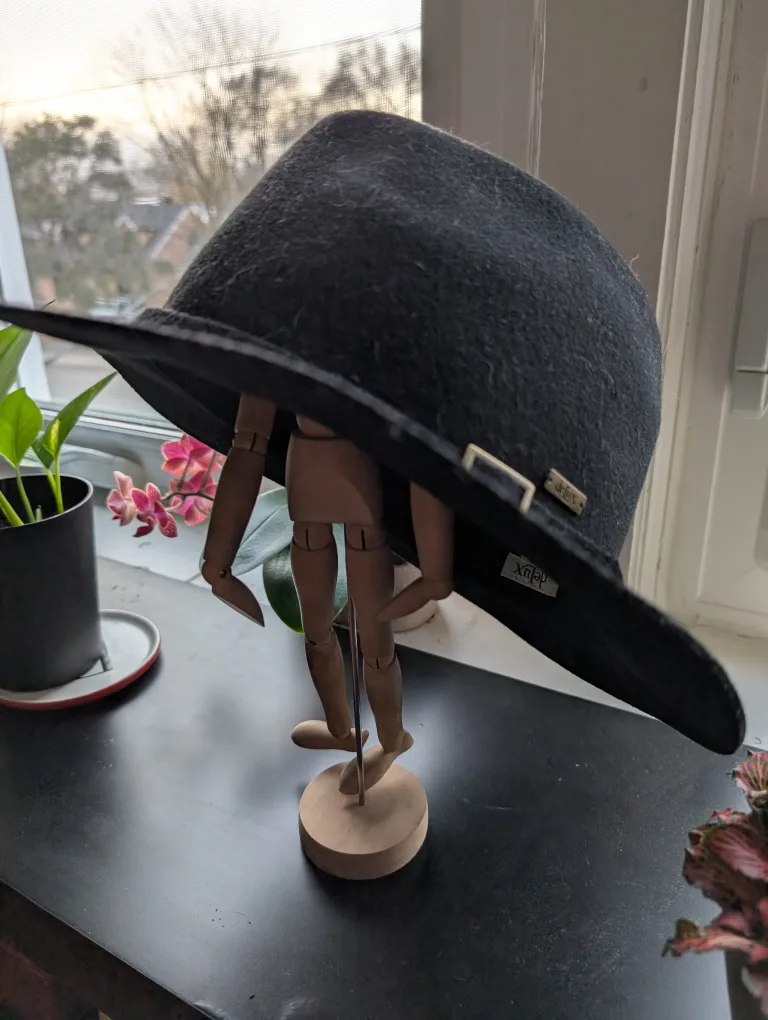 Black Wide Brim Boho Fedora Hat image indicator(3)