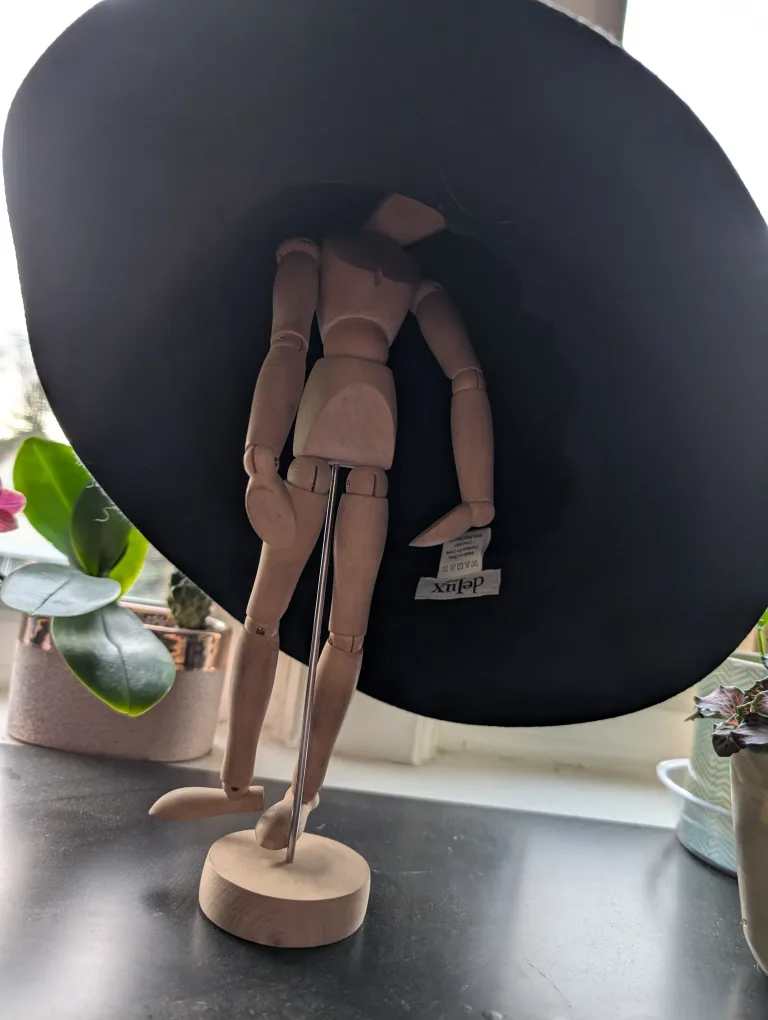 Black Wide Brim Boho Fedora Hat image indicator(4)