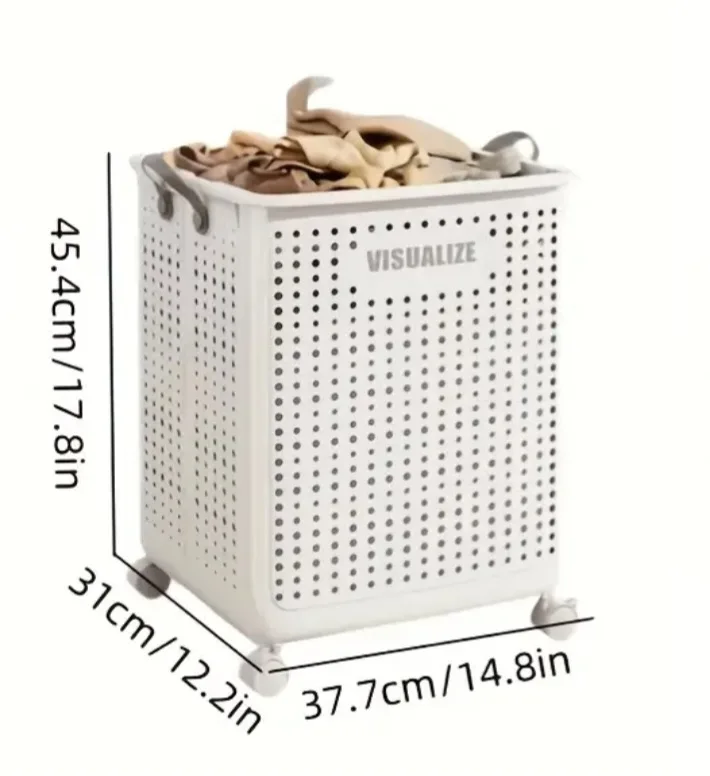 Foldable Laundry Basket with Wheels image indicator(4)