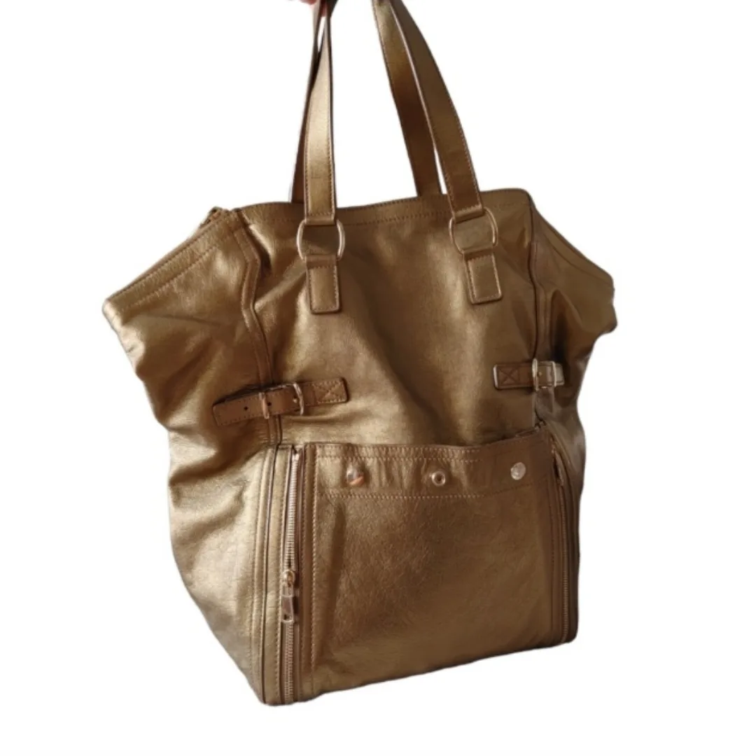 Yves Saint Laurent Large Gold Leather Tote Bag image indicator(9)