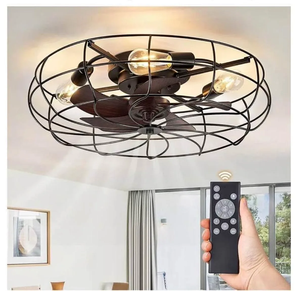 GESUM Industrial Ceiling Fan with Lights and Remote thumbnail