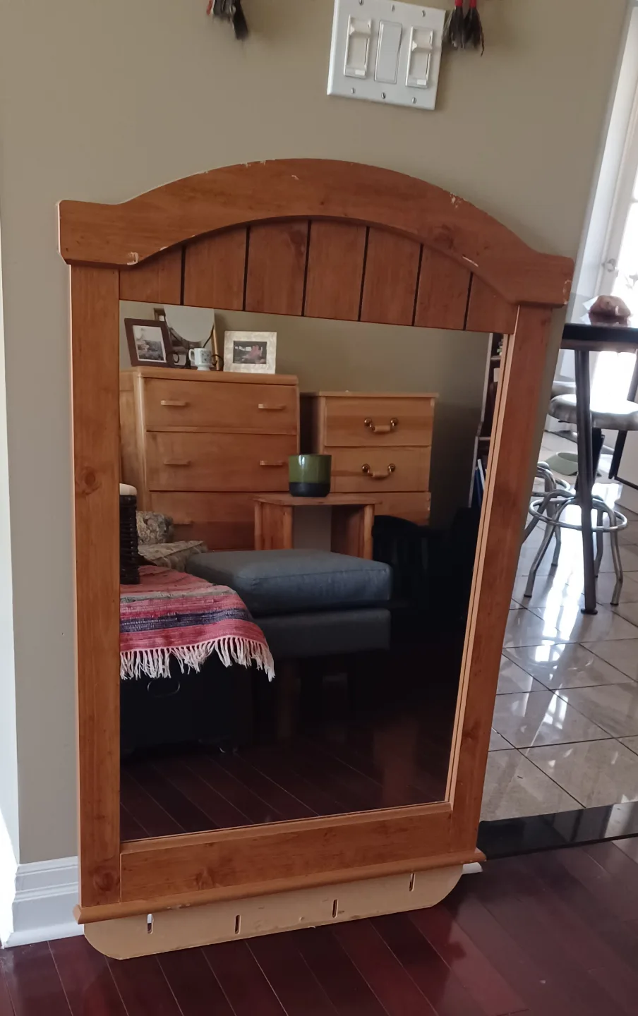 Vintage Large Wooden Vanity Mirror image indicator(7)