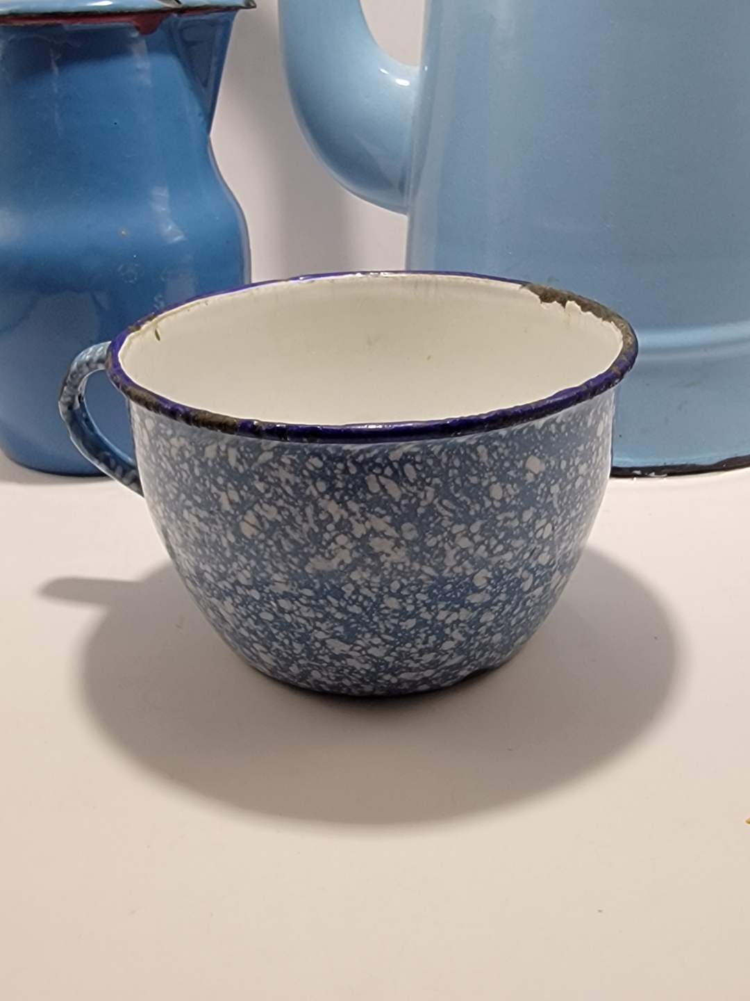 Vintage Enamelware Coffee Set - Light Blue - photo 3