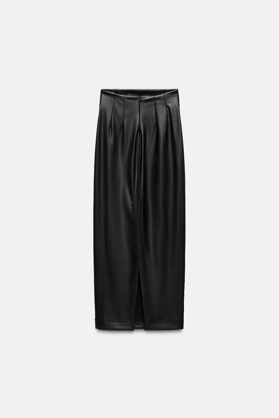 Zara Black Faux Leather Midi Skirt - photo 5