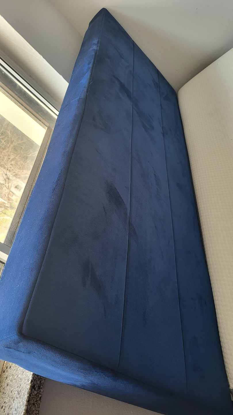 Queen Mattress and Frame Set - Blue Velvet Headboard - photo 5