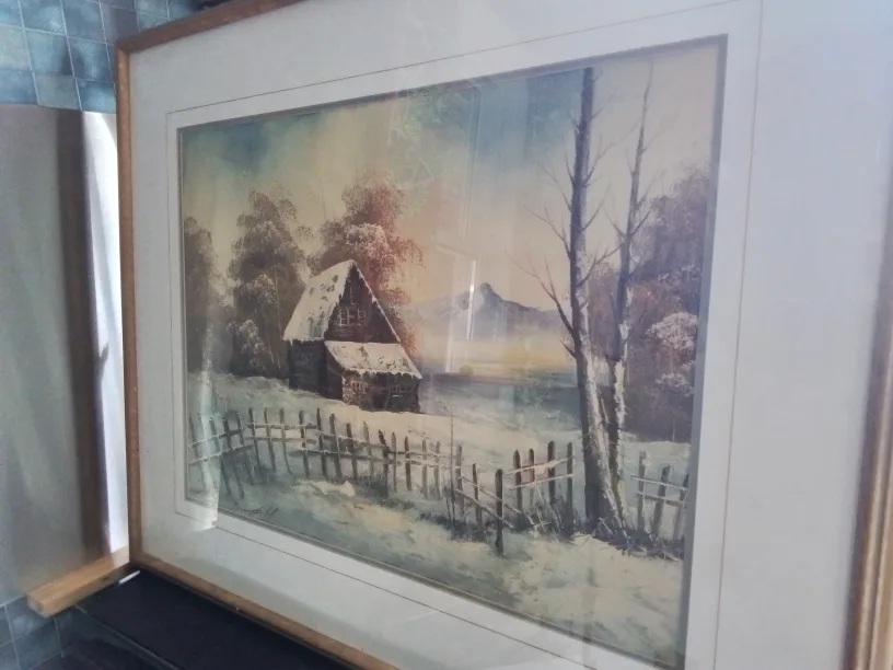 Framed Winter Landscape OOC Painting image indicator(5)