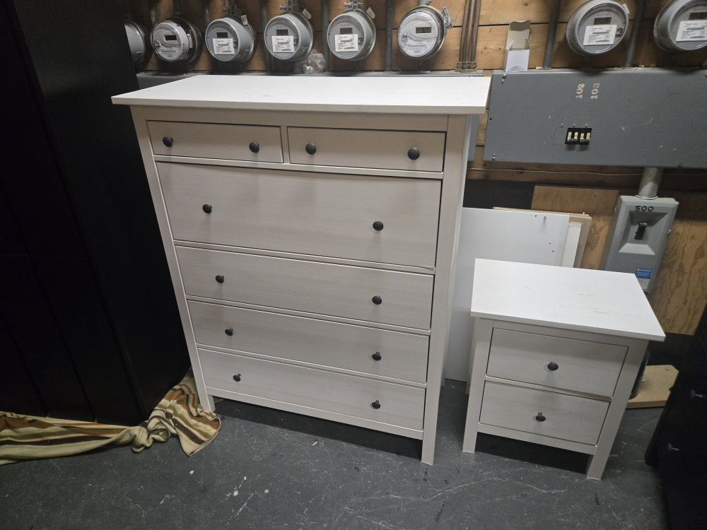 IKEA HEMNES White Tallboy and Nightstand Set - photo 2