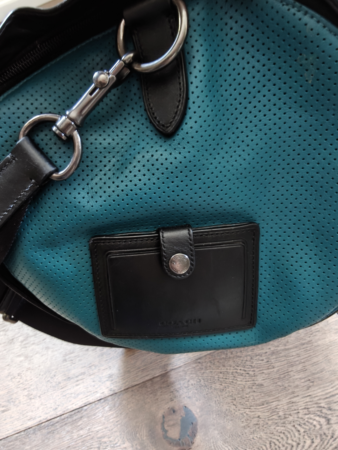 Coach Leather Weekender/gym Duffle Bag - Teal & Black - photo 3