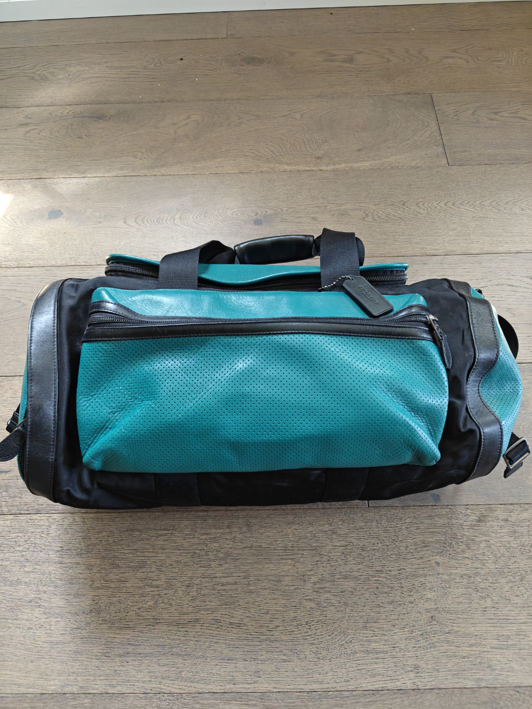 Coach Leather Weekender/gym Duffle Bag - Teal & Black - photo 4
