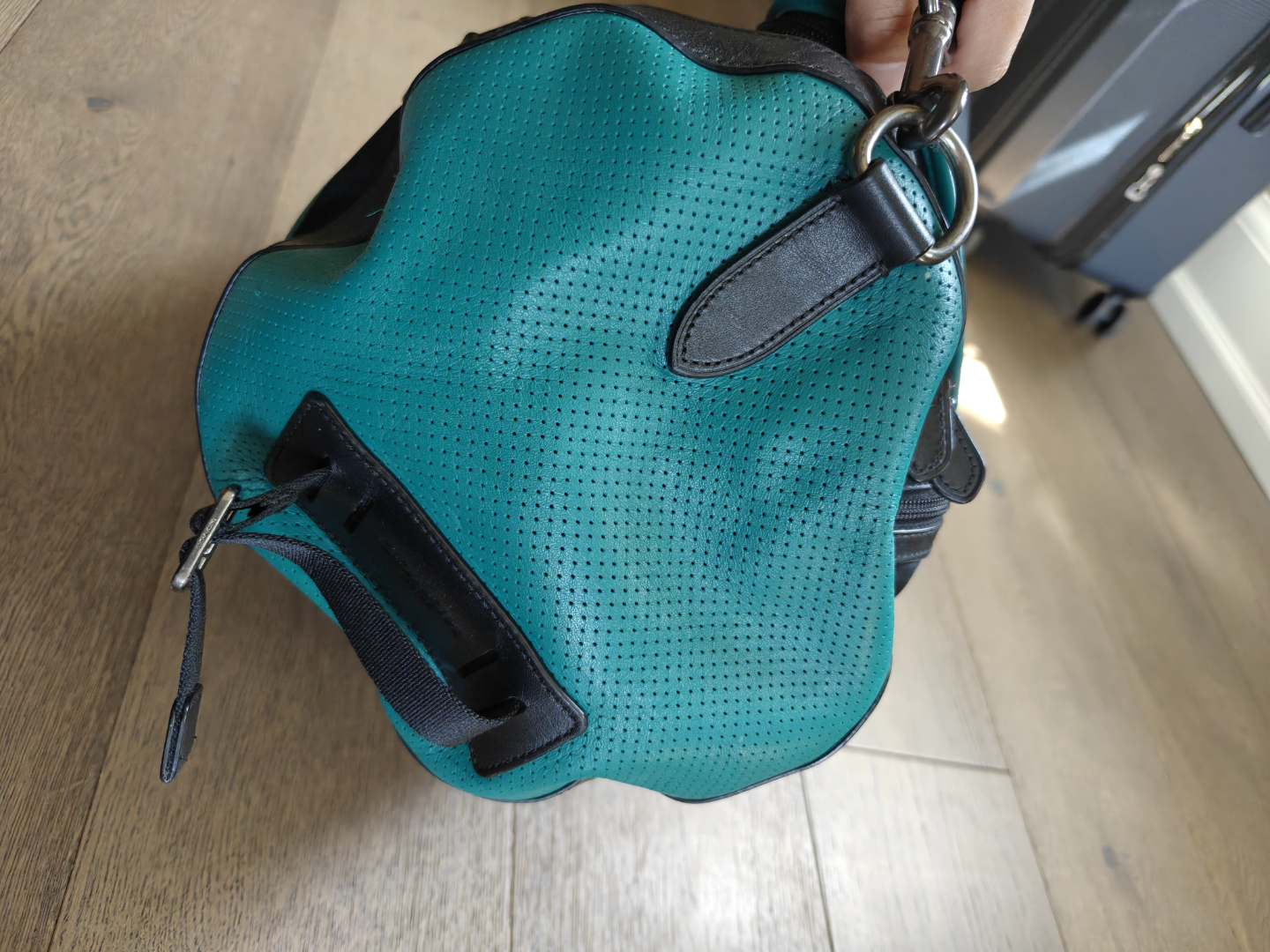 Coach Leather Weekender/gym Duffle Bag - Teal & Black - photo 5