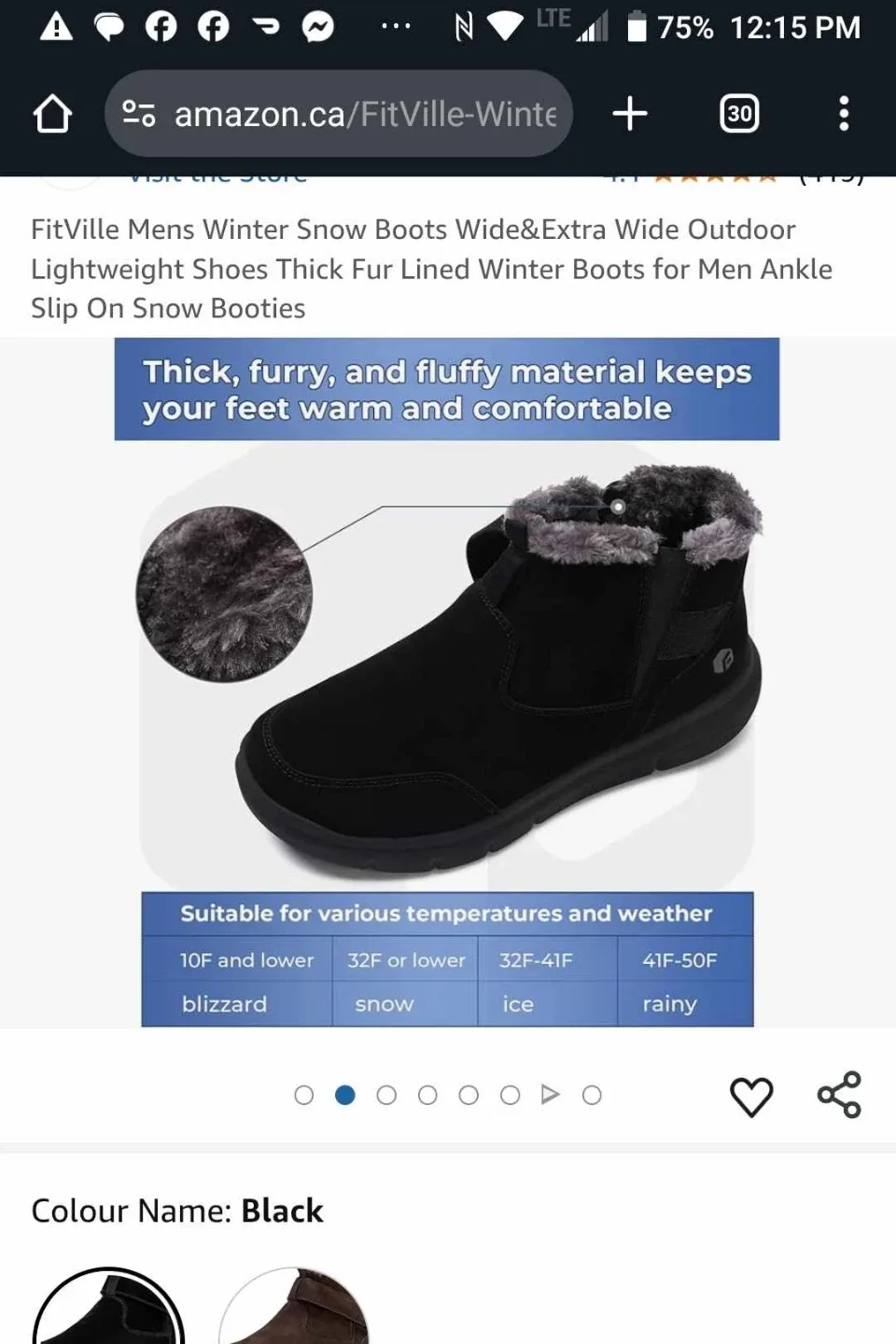 Men's Black Winter Boots with Faux Fur Lining-BNIB image indicator(9)