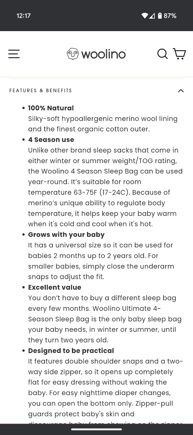 Woolino 4 Season Baby Sleep Bag - Size 2-4 - photo 4