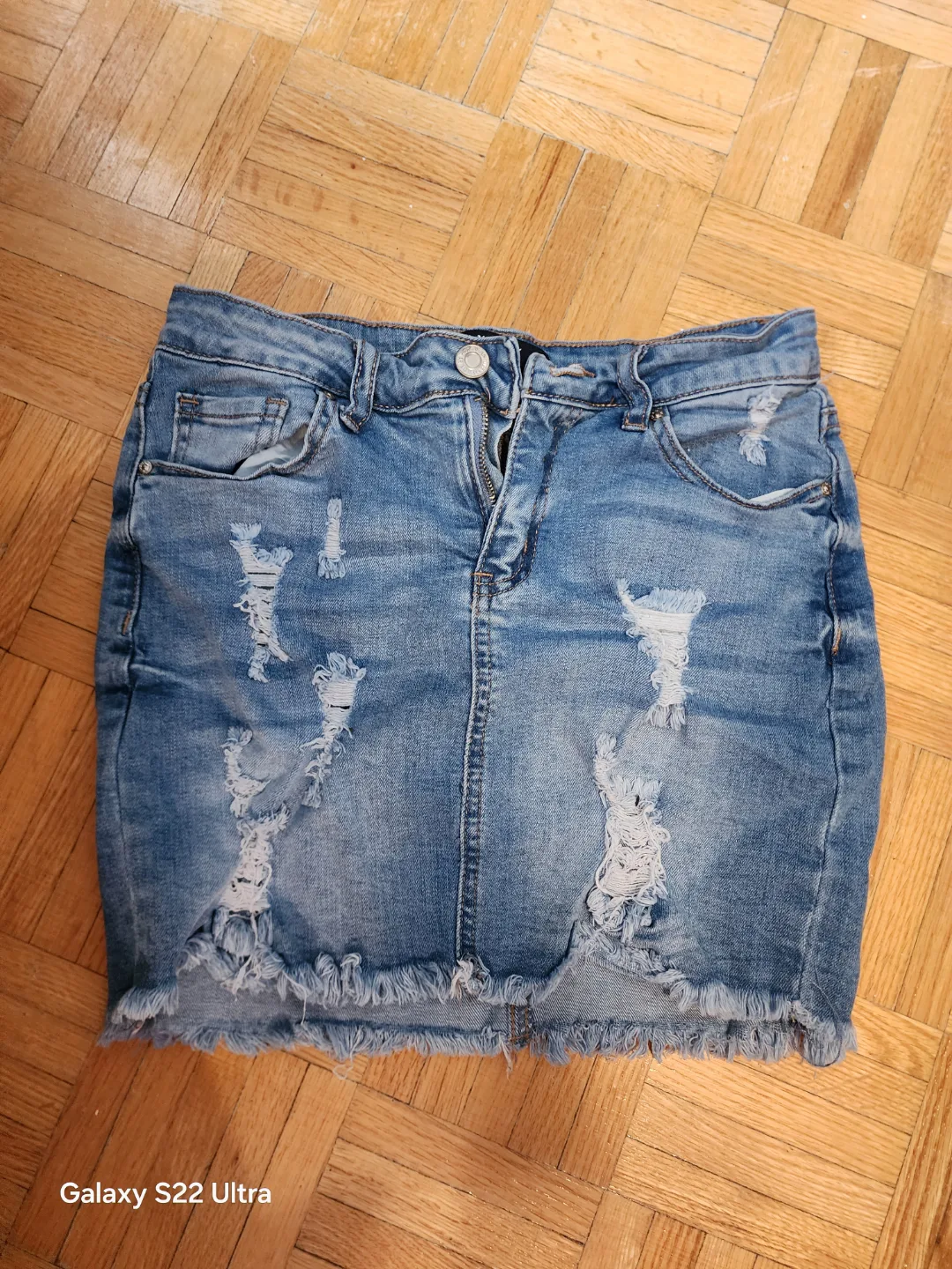 Distressed Denim Mini Skirt thumbnail