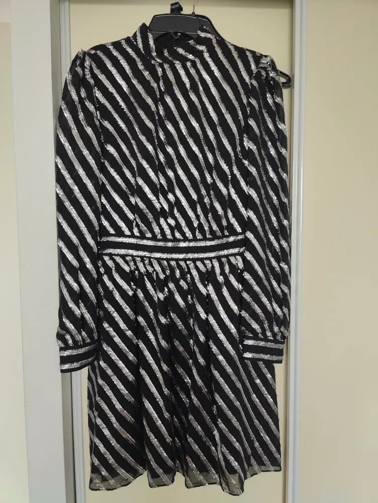 Black and Silver Striped Mini Dress thumbnail