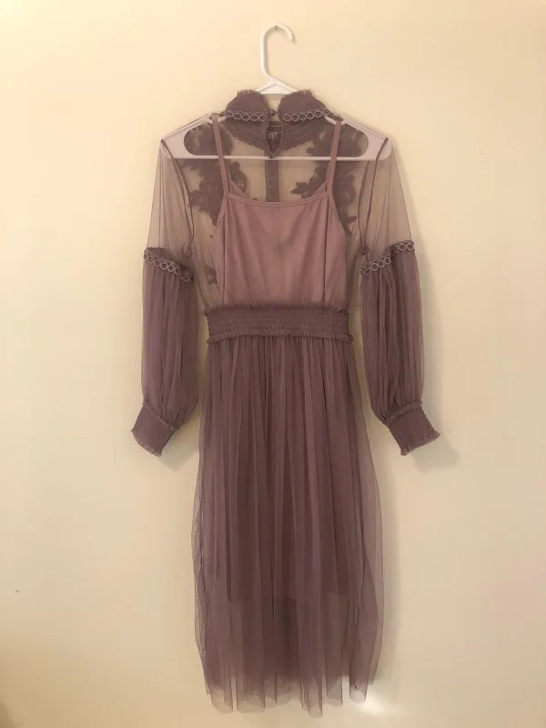 Purple Embroidered Mesh Dress image indicator(5)