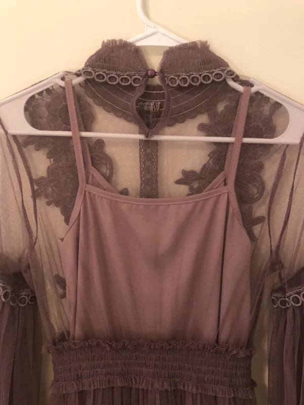 Purple Embroidered Mesh Dress image indicator(6)